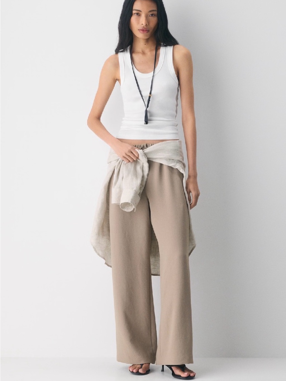 Aritzia The Lodge Pant - Crepette Elastic Waist Pants in Taupe